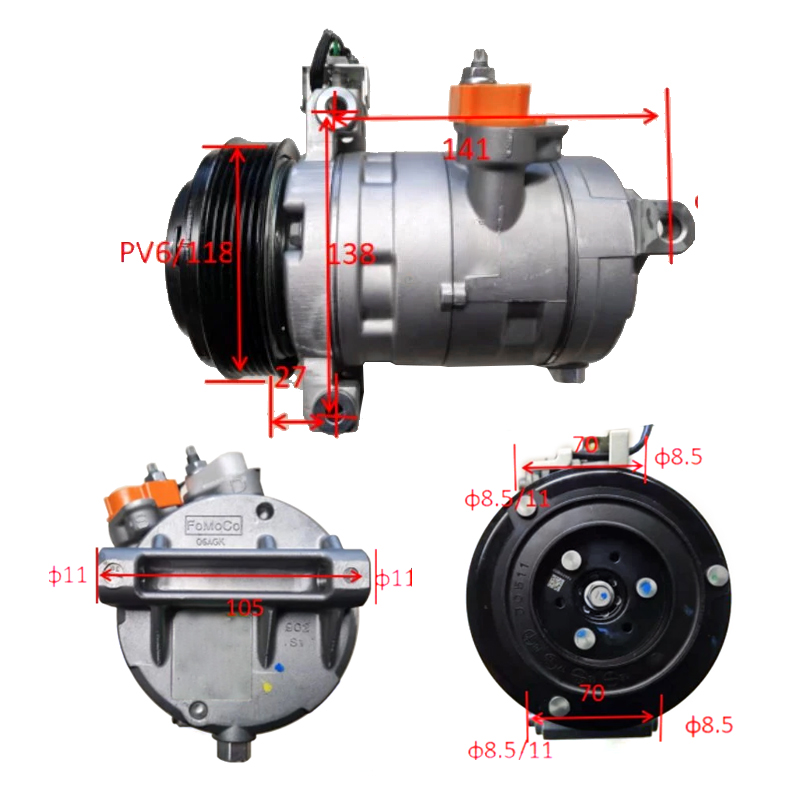 Air Conditioning Compressor For Ford Falcon Fg Fgx Territory Sz 6C1 4.0L 2010- OE: FOAR2Z19D629AB  AR29-19D629-AB